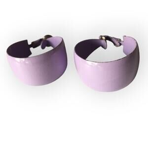 Pale purple lilac tone wide hoop clip-on earrings